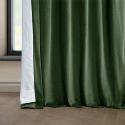 Eden Green Heritage Plush Velvet Curtain -Chic Curtains Shop VPYC 181427 lining view 8dfde325 23d3 4338 ac07 3adc4ff046fe