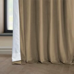 Museum Taupe Heritage Plush Velvet Curtain 12 Museum Taupe Heritage Plush Velvet Curtain -Chic Curtains Shop VPYC 190153 lining view