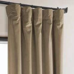 Museum Taupe Heritage Plush Velvet Curtain 9 Museum Taupe Heritage Plush Velvet Curtain -Chic Curtains Shop VPYC 190153 pole pocket hook belt header