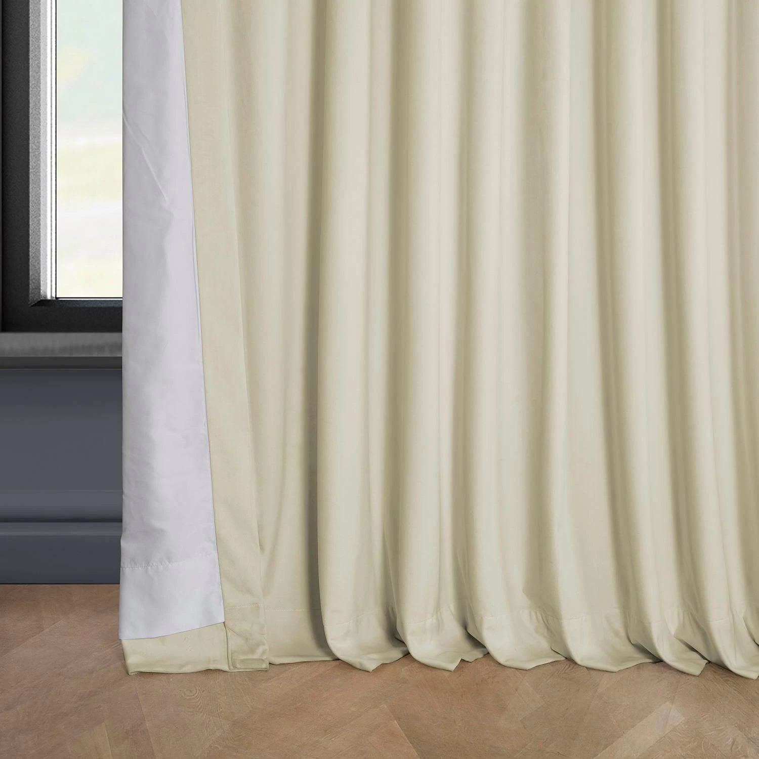 Au Lait Crème Extra Wide Heritage Plush Velvet Curtain 7 Au Lait Crème Extra Wide Heritage Plush Velvet Curtain - Image 5