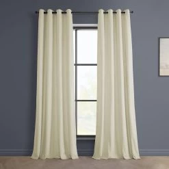 Au Lait Crème Grommet Heritage Plush Velvet Curtain