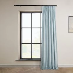 Aquarius Blue French Pleat Heritage Plush Velvet Curtain -Chic Curtains Shop VPYC 198594 FPD front view r cab4c029 9f02 49e9 b925 1a84a7c7e8df