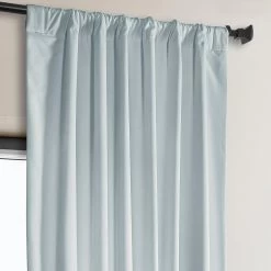 Aquarius Blue Heritage Plush Velvet Curtain 11 Aquarius Blue Heritage Plush Velvet Curtain -Chic Curtains Shop VPYC 198594 pole pocket header