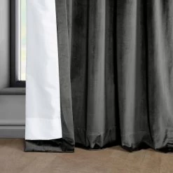 Pepper Grey French Pleat Heritage Plush Velvet Curtain -Chic Curtains Shop VPYC 198595 FPD lining view 27dff373 a076 4967 ab90 42e72d045e28