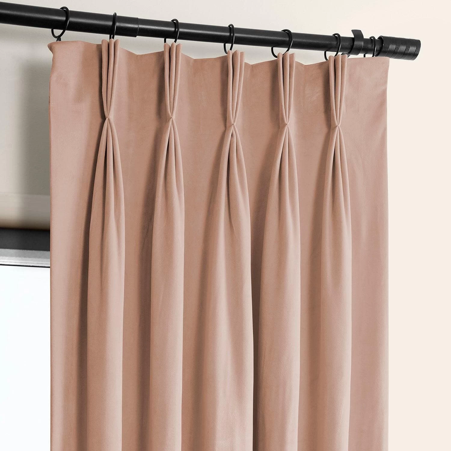 Peach Blossom French Pleat Heritage Plush Velvet Curtain 4 Peach Blossom French Pleat Heritage Plush Velvet Curtain - Image 2