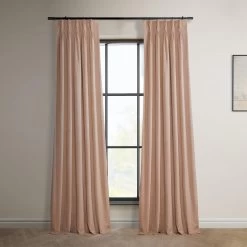 Peach Blossom French Pleat Heritage Plush Velvet Curtain