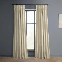 Macchiato Beige French Pleat Heritage Plush Velvet Curtain