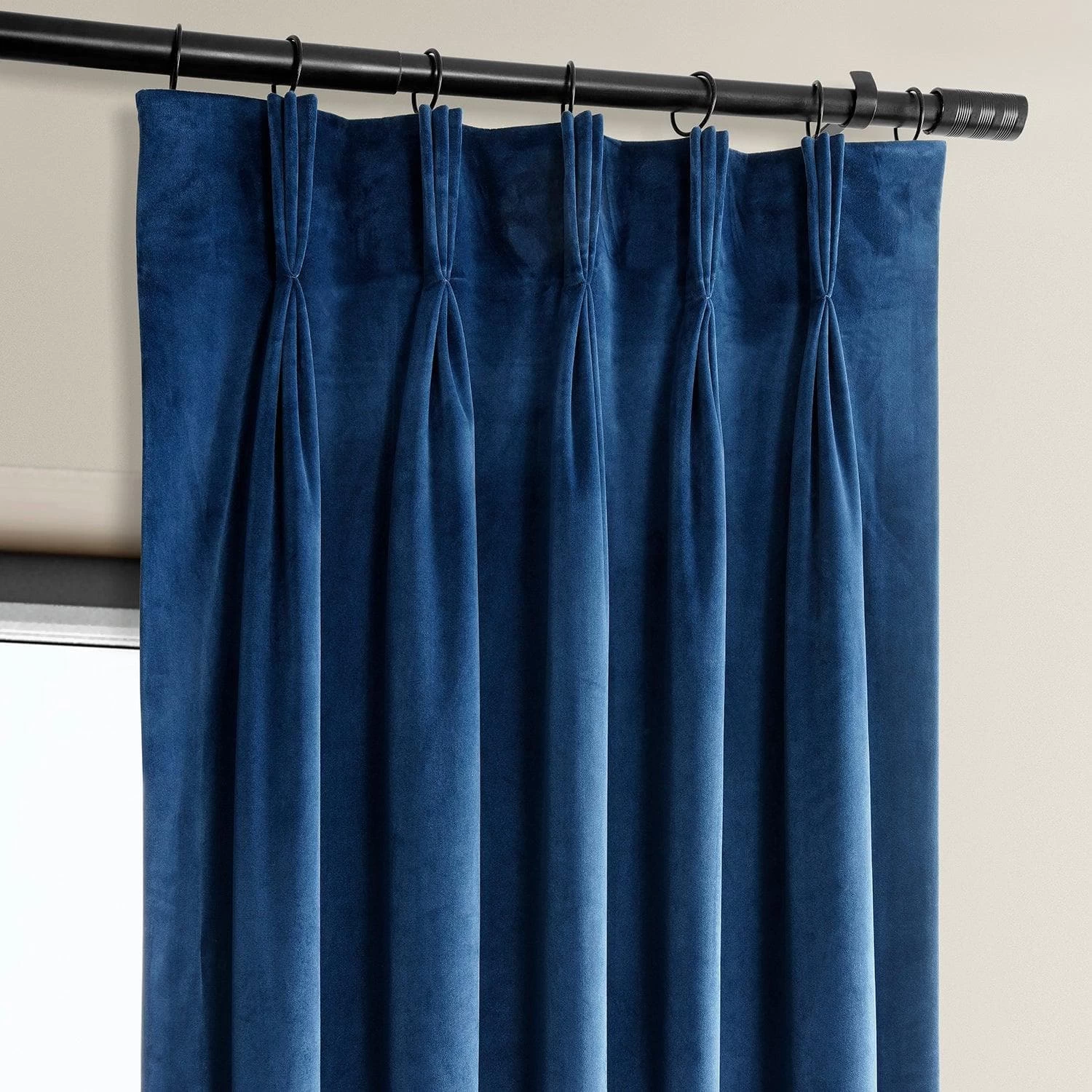 Pisces Blue French Pleat Heritage Plush Velvet Curtain 4 Pisces Blue French Pleat Heritage Plush Velvet Curtain - Image 2