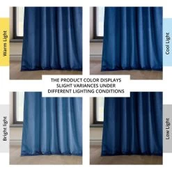 Pisces Blue Heritage Plush Velvet Curtain -Chic Curtains Shop VPYC 198604 angled front view