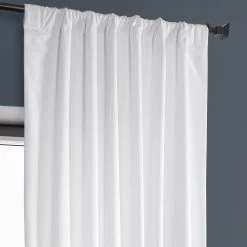 White Heritage Plush Velvet Curtain -Chic Curtains Shop VPYC 225201 pole pocket header