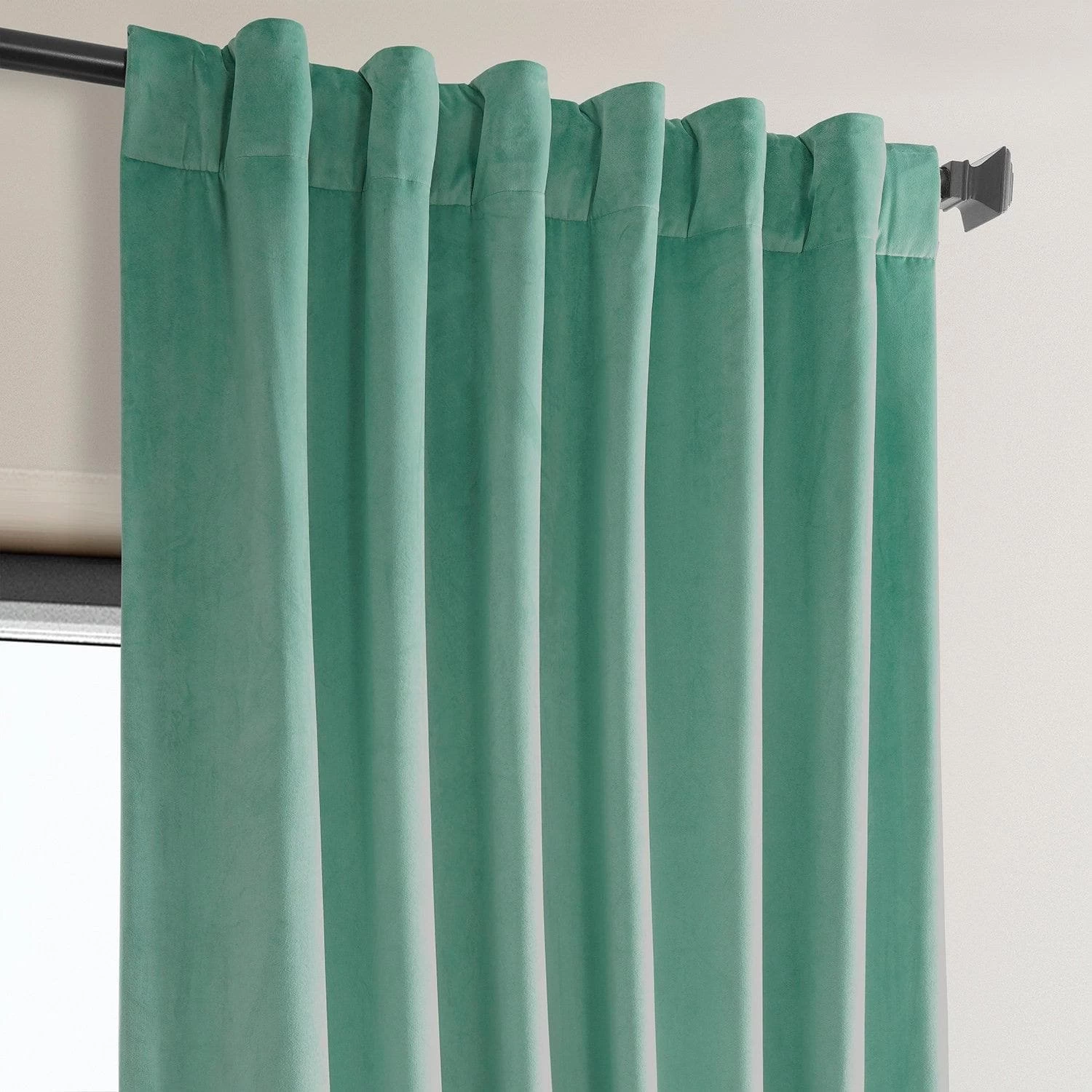 Light Teal Green Heritage Plush Velvet Curtain 5 Light Teal Green Heritage Plush Velvet Curtain - Image 3