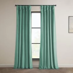 Light Teal Green Heritage Plush Velvet Curtain