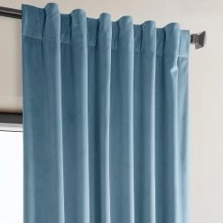 Light Blue Heritage Plush Velvet Curtain 10 Light Blue Heritage Plush Velvet Curtain -Chic Curtains Shop VPYC 225376 back tab header
