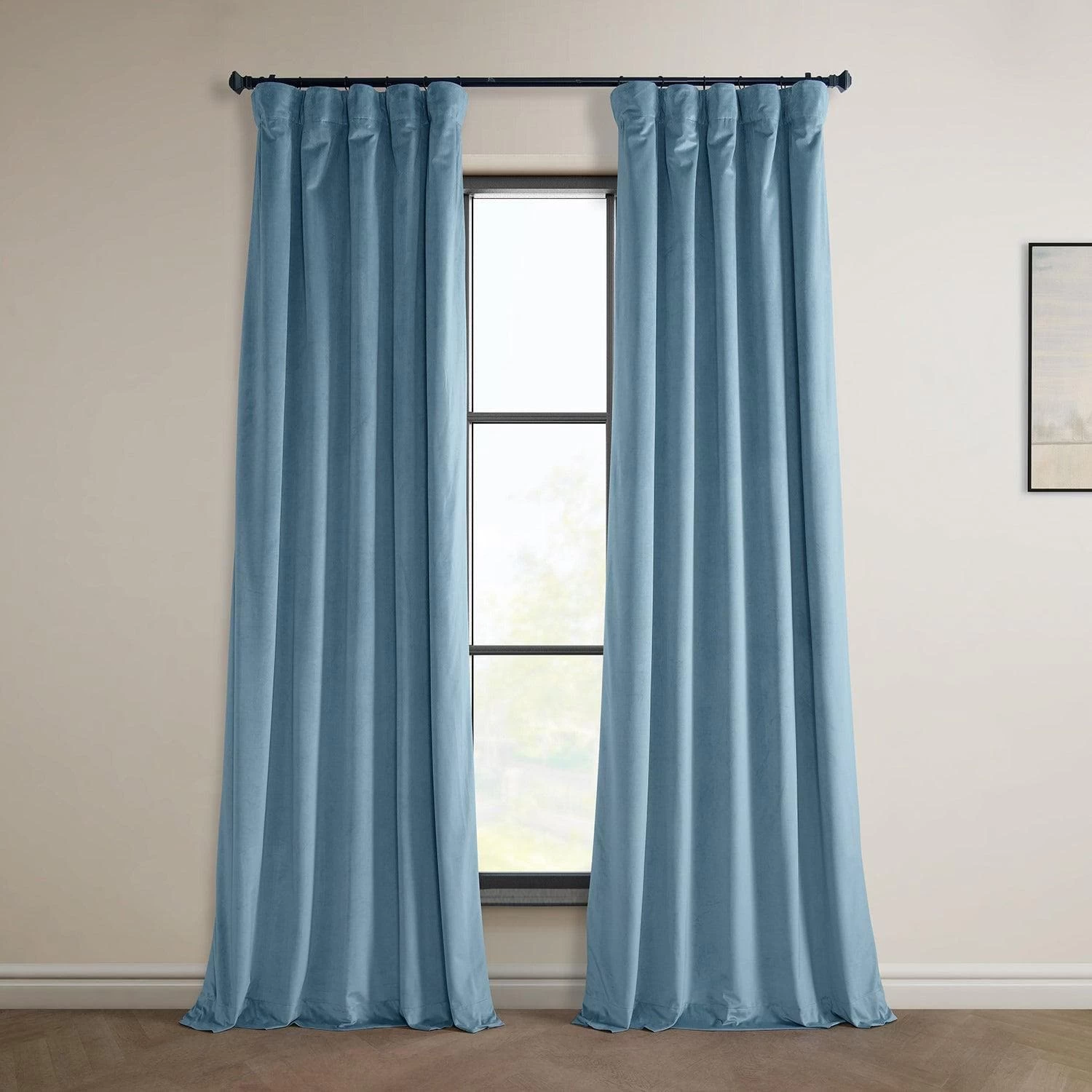 Light Blue Heritage Plush Velvet Curtain 3 Light Blue Heritage Plush Velvet Curtain