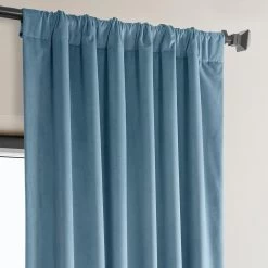 Light Blue Heritage Plush Velvet Curtain 11 Light Blue Heritage Plush Velvet Curtain -Chic Curtains Shop VPYC 225376 pole pocket header