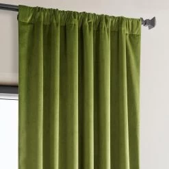 Dark Yellow Green Heritage Plush Velvet Curtain -Chic Curtains Shop VPYC 225629 pole pocket header