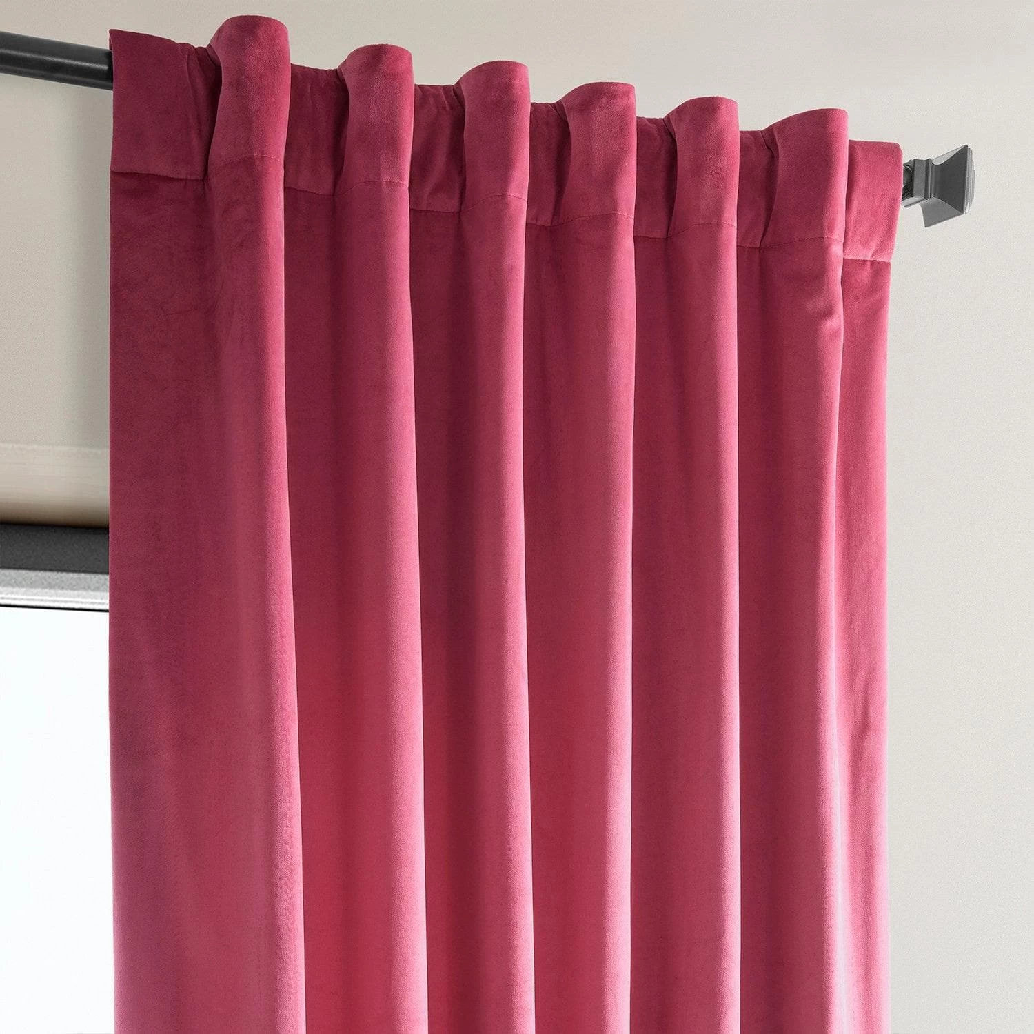 Dark Pink Heritage Plush Velvet Curtain 5 Dark Pink Heritage Plush Velvet Curtain - Image 3
