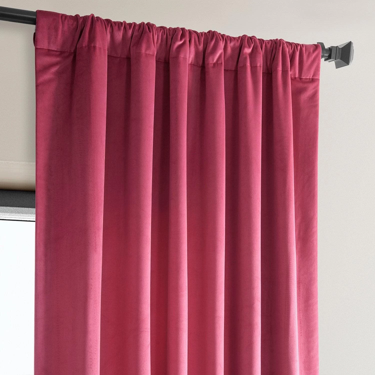 Dark Pink Heritage Plush Velvet Curtain 6 Dark Pink Heritage Plush Velvet Curtain - Image 4