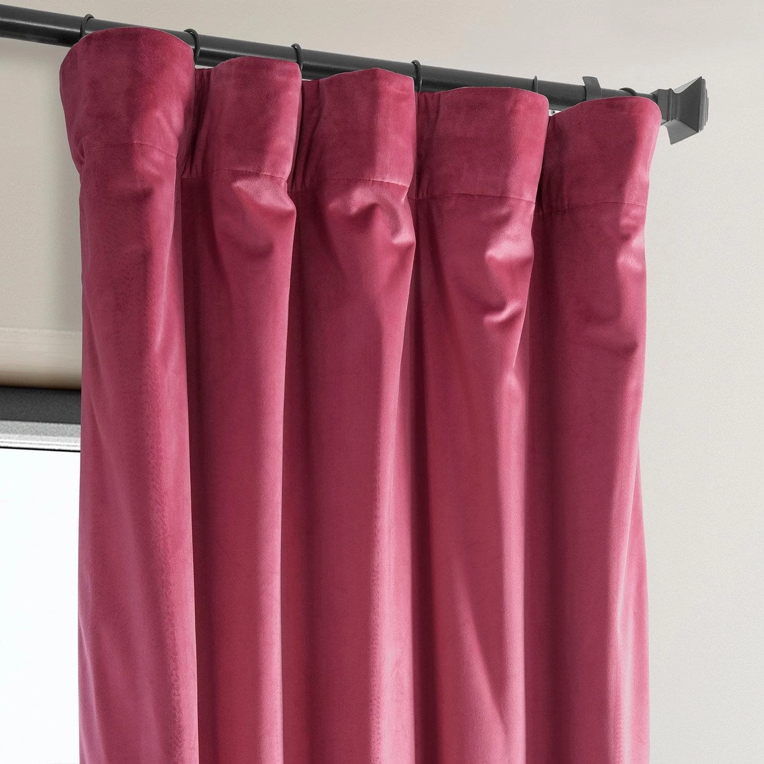 Dark Pink Heritage Plush Velvet Curtain 4 Dark Pink Heritage Plush Velvet Curtain - Image 2