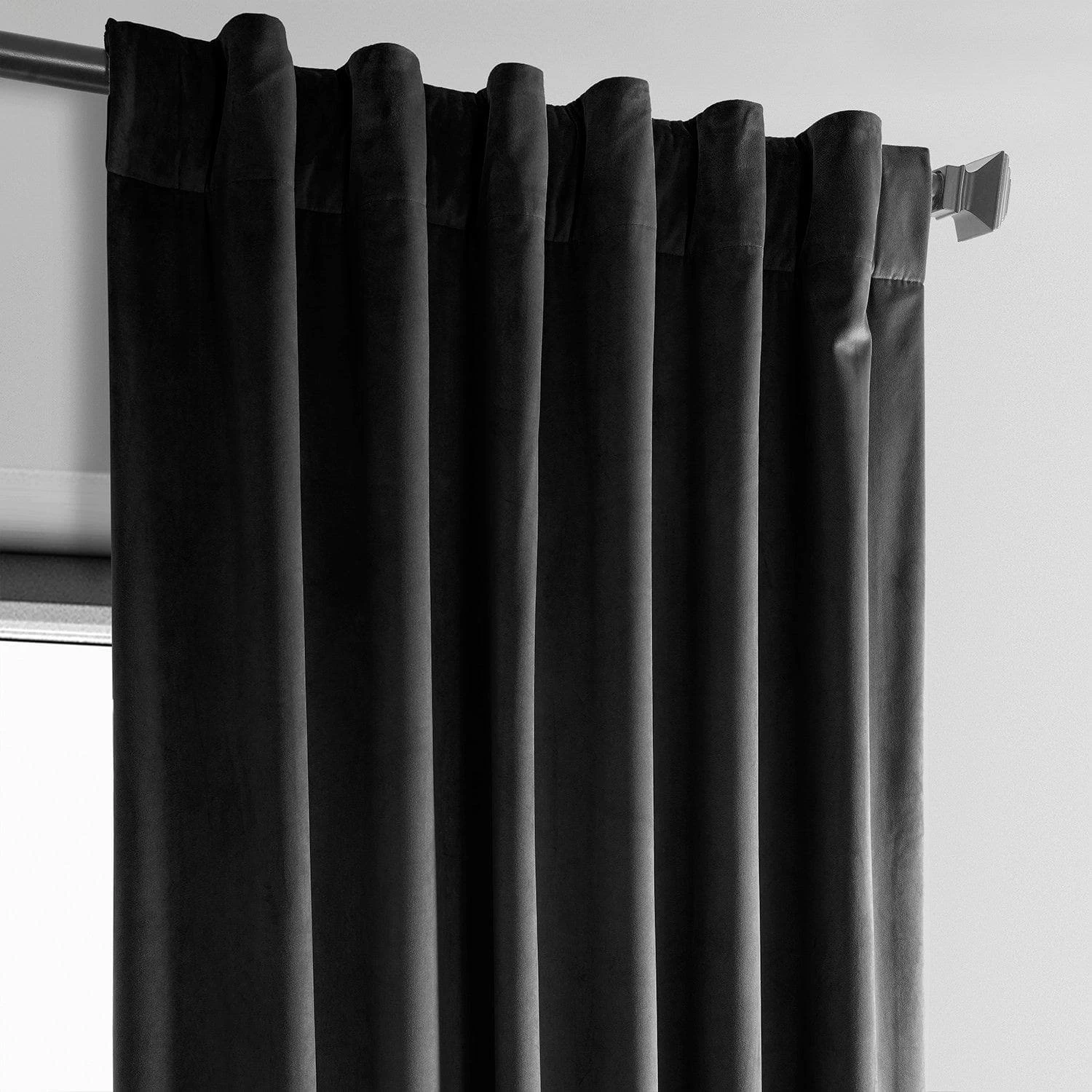 Black Heritage Plush Velvet Curtain 5 Black Heritage Plush Velvet Curtain - Image 3