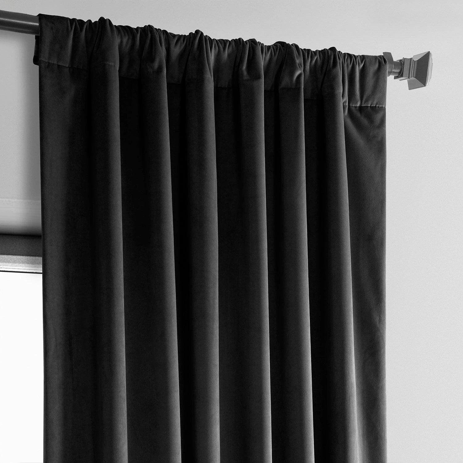 Black Heritage Plush Velvet Curtain 6 Black Heritage Plush Velvet Curtain - Image 4
