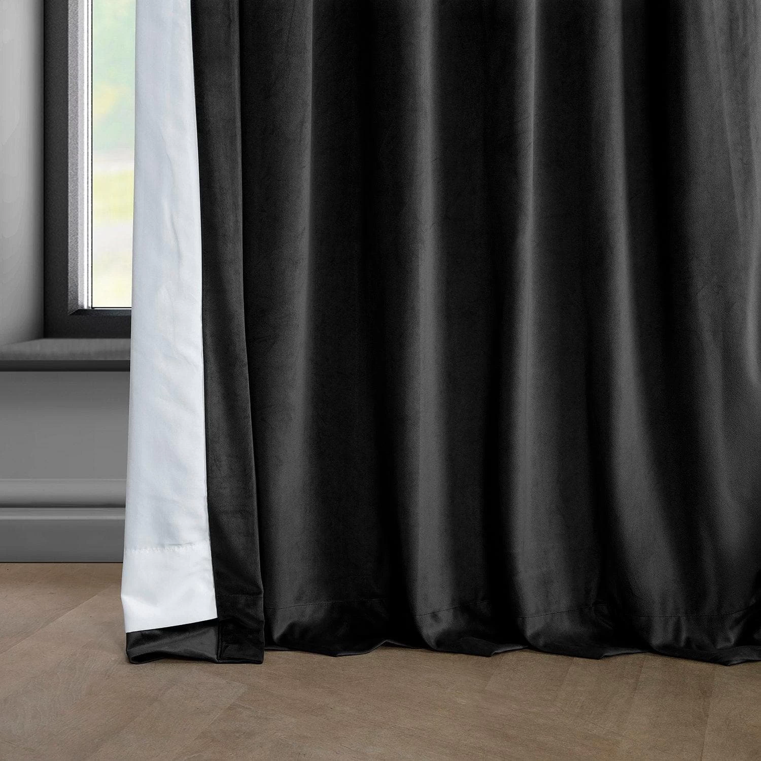 Black Heritage Plush Velvet Curtain 7 Black Heritage Plush Velvet Curtain - Image 5