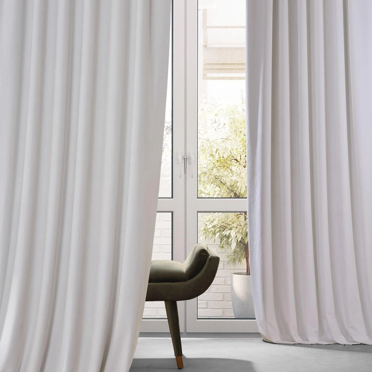Misty White Signature Plush Velvet Hotel Blackout Curtain 8 Misty White Signature Plush Velvet Hotel Blackout Curtain - Image 6