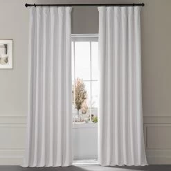 Misty White Signature Plush Velvet Hotel Blackout Curtain