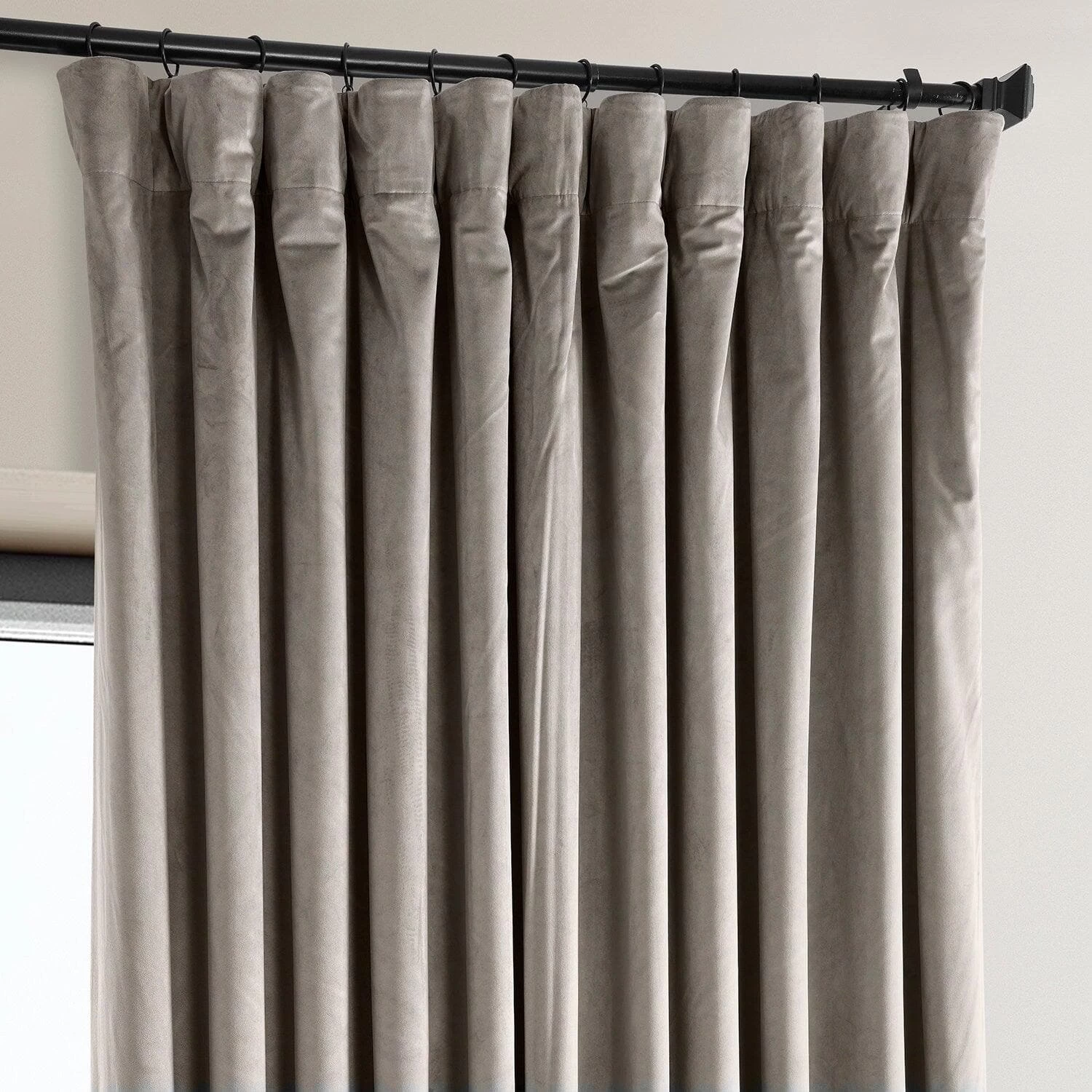 Library Taupe Extra Wide Signature Plush Velvet Hotel Blackout Curtain 4 Library Taupe Extra Wide Signature Plush Velvet Hotel Blackout Curtain - Image 2