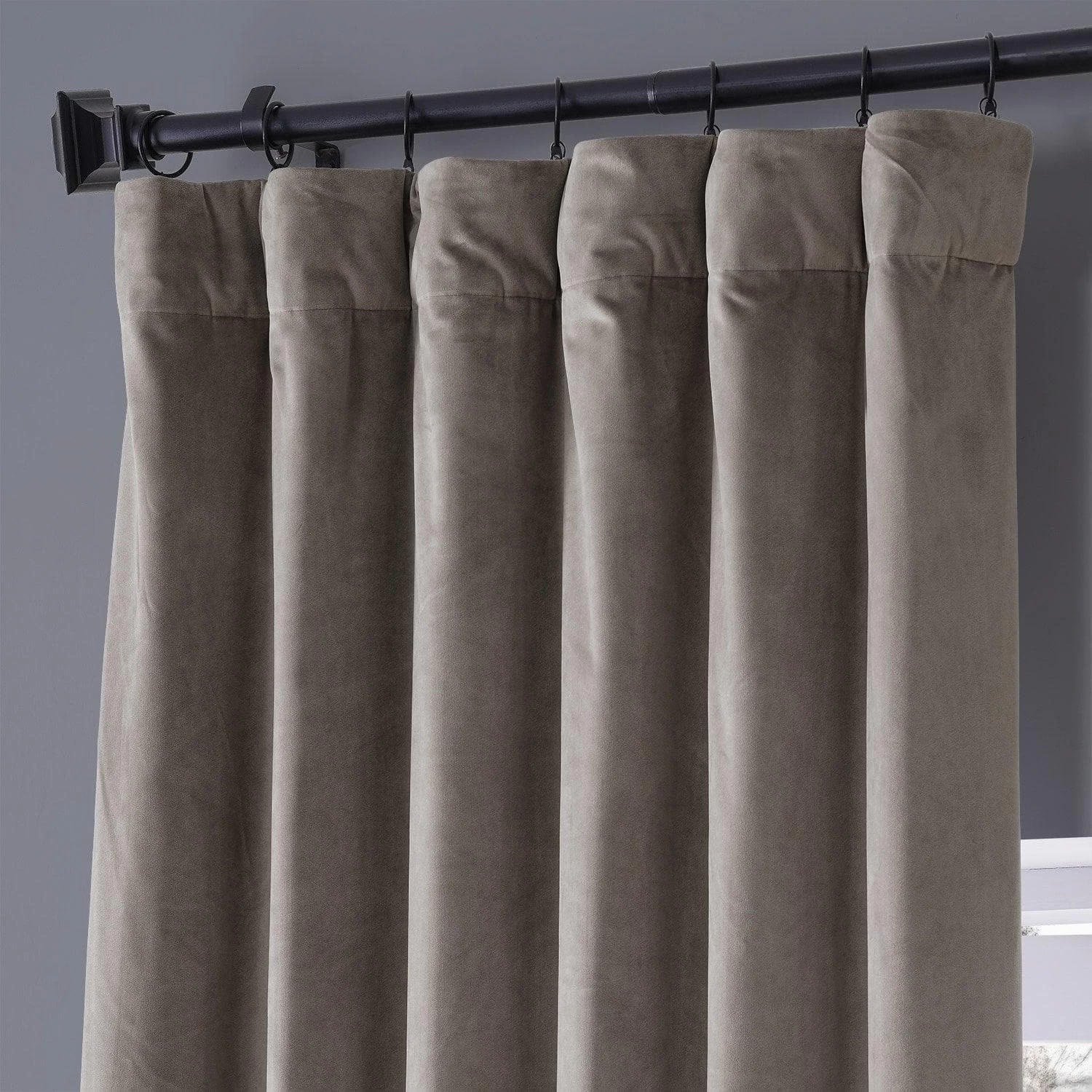 Library Taupe Signature Plush Velvet Hotel Blackout Curtain 4 Library Taupe Signature Plush Velvet Hotel Blackout Curtain - Image 2