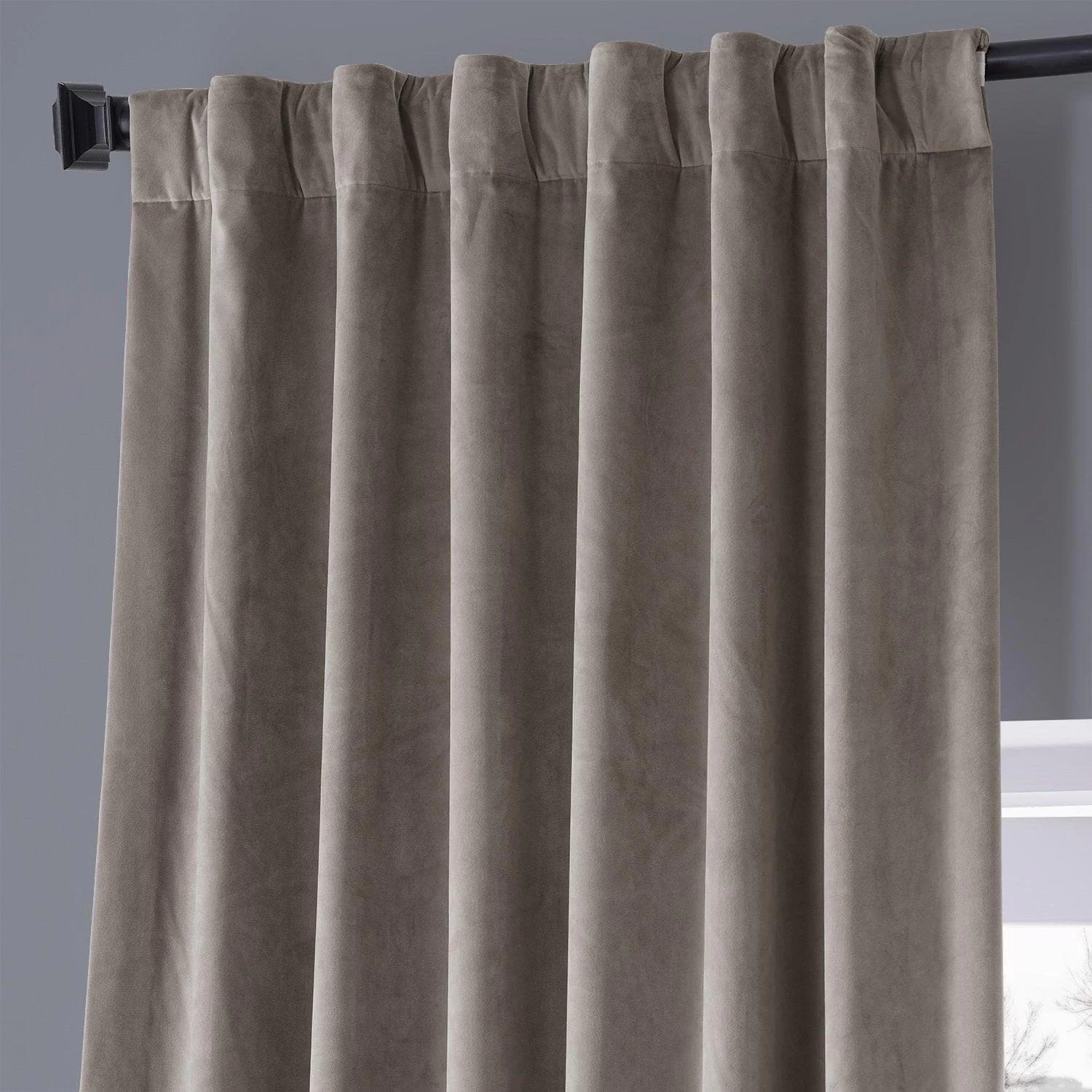 Library Taupe Signature Plush Velvet Hotel Blackout Curtain 5 Library Taupe Signature Plush Velvet Hotel Blackout Curtain - Image 3