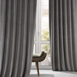 Nightlife Grey Signature Plush Velvet Hotel Blackout Curtain -Chic Curtains Shop VPYC SBO161213 68970