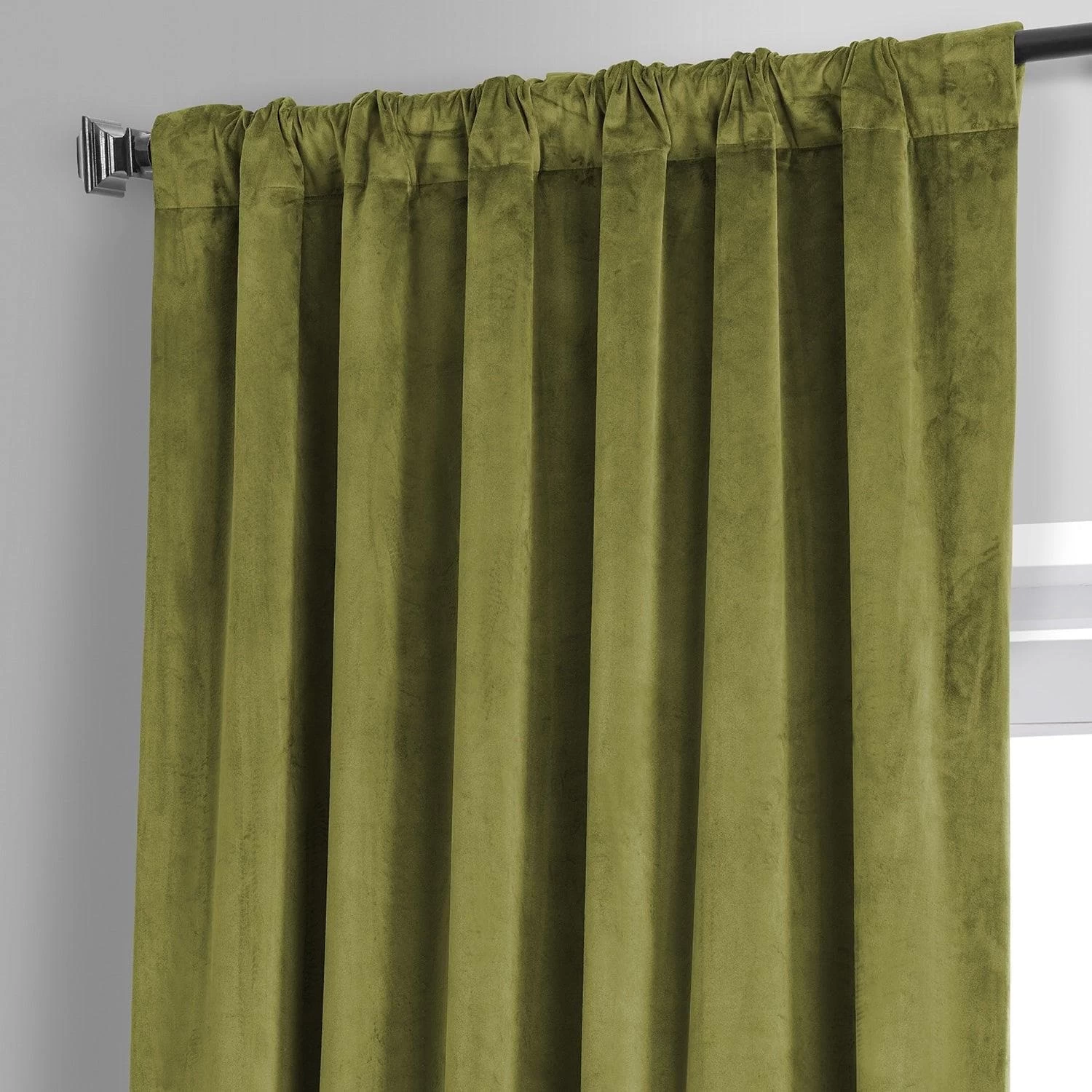 Jalapeno Green Signature Plush Velvet Hotel Blackout Curtain 6 Jalapeno Green Signature Plush Velvet Hotel Blackout Curtain - Image 4