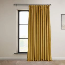 Sophomore Gold Extra Wide Signature Plush Velvet Hotel Blackout Curtain