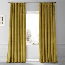 Babylonia Green Signature Plush Velvet Hotel Blackout Curtain