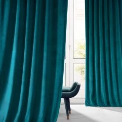 Sea Garden Teal Signature Plush Velvet Hotel Blackout Curtain 13 Sea Garden Teal Signature Plush Velvet Hotel Blackout Curtain -Chic Curtains Shop VPYC SBO179921 80379 1