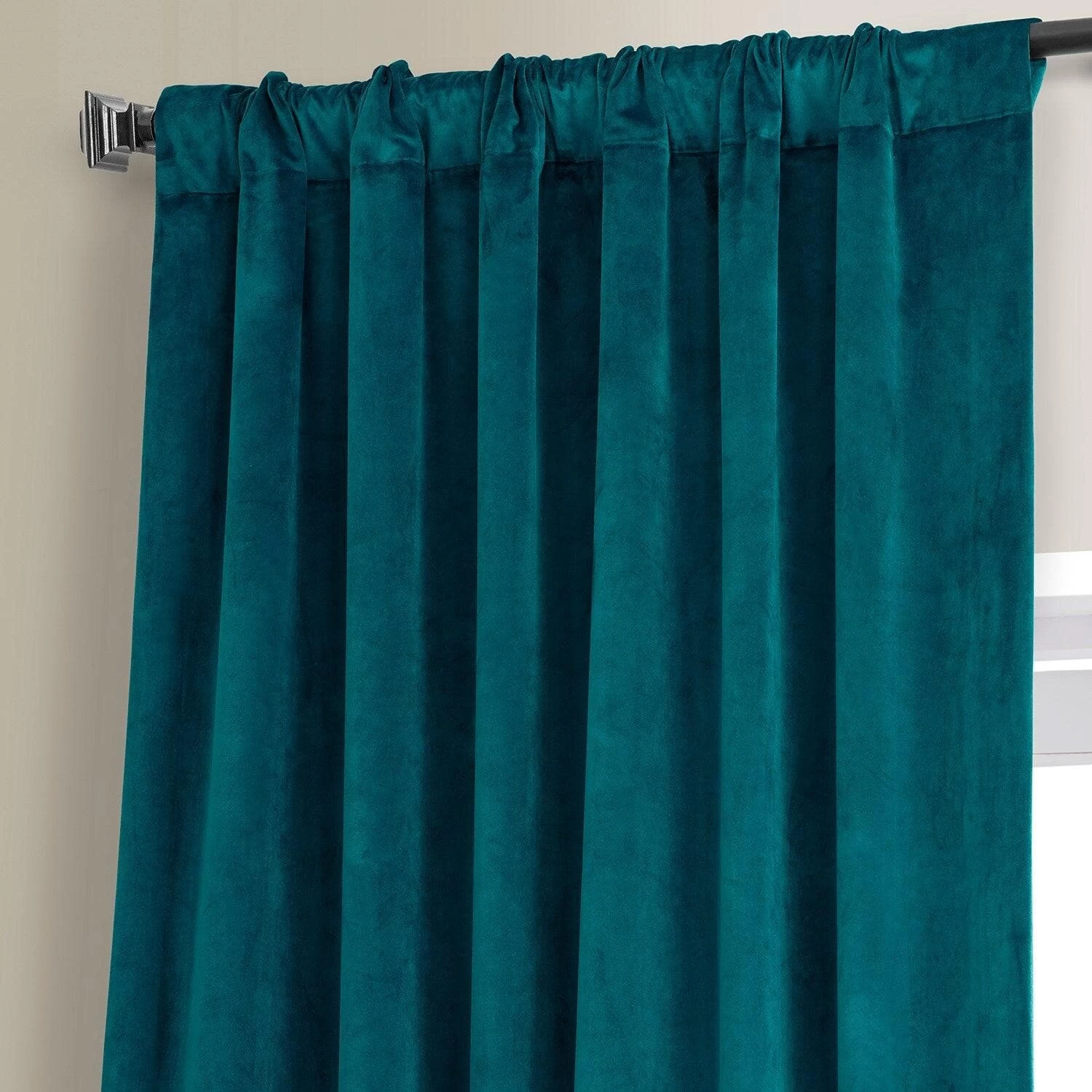 Sea Garden Teal Signature Plush Velvet Hotel Blackout Curtain 6 Sea Garden Teal Signature Plush Velvet Hotel Blackout Curtain - Image 4