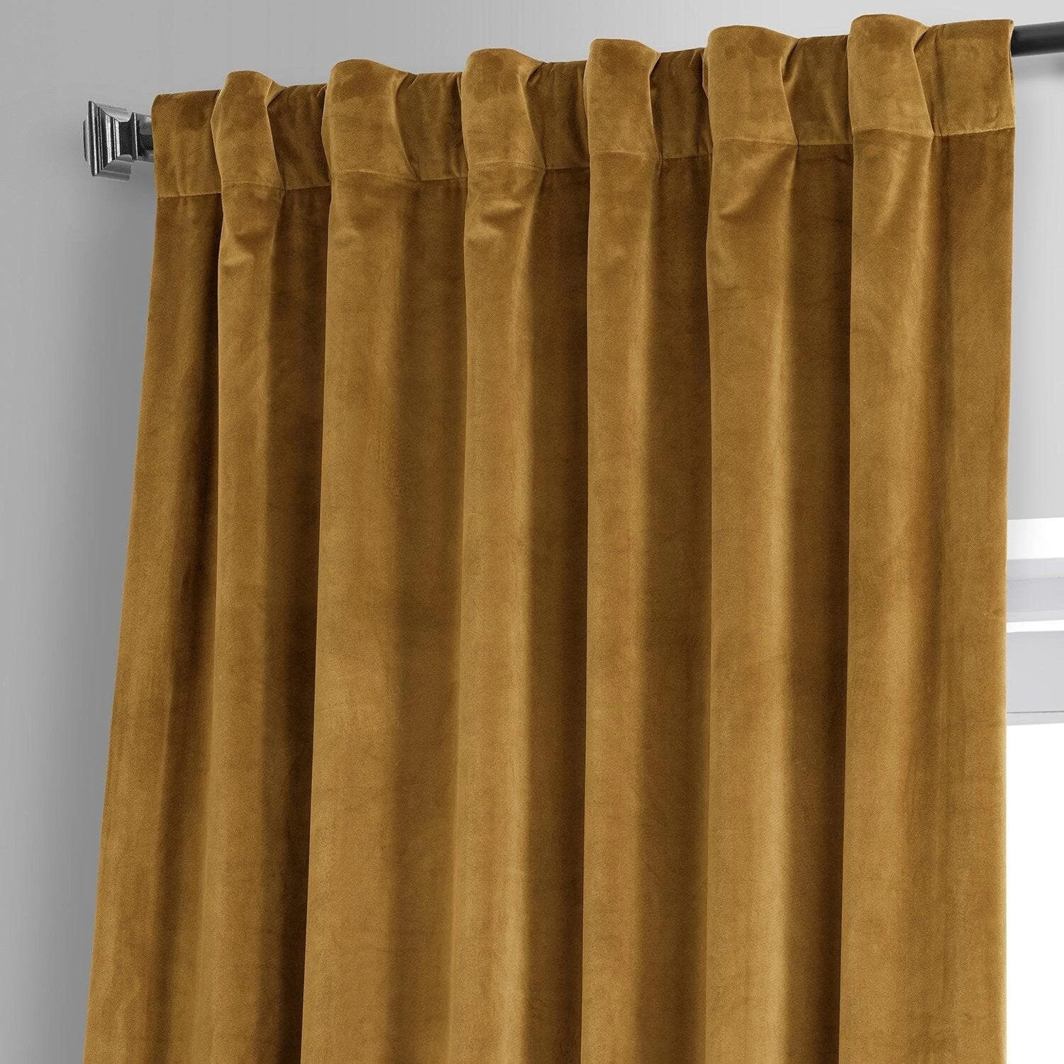 Apple Cider Gold Signature Plush Velvet Hotel Blackout Curtain 5 Apple Cider Gold Signature Plush Velvet Hotel Blackout Curtain - Image 3