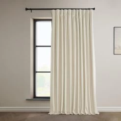 Diva Cream Extra Wide Signature Plush Velvet Hotel Blackout Curtain
