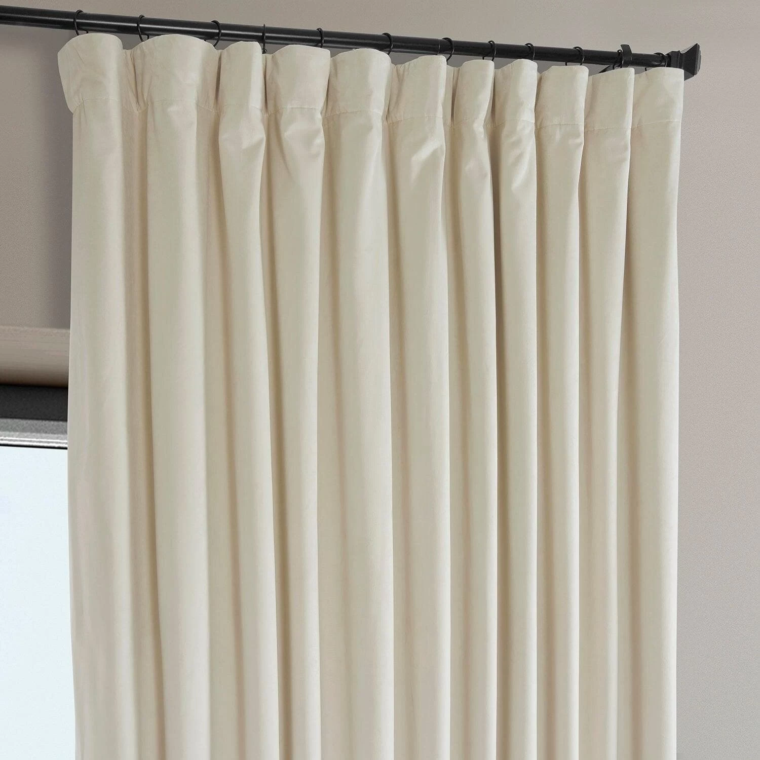 Diva Cream Extra Wide Signature Plush Velvet Hotel Blackout Curtain 4 Diva Cream Extra Wide Signature Plush Velvet Hotel Blackout Curtain - Image 2