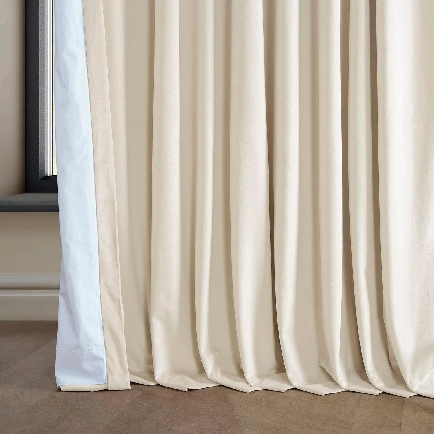 Diva Cream Extra Wide Signature Plush Velvet Hotel Blackout Curtain 7 Diva Cream Extra Wide Signature Plush Velvet Hotel Blackout Curtain - Image 5